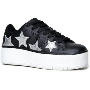 💋RESERVED: J. ADAMS BLACK w/ SILVER STARS HERO PLATFORM SNEAKERS FOR WOMEN!!!